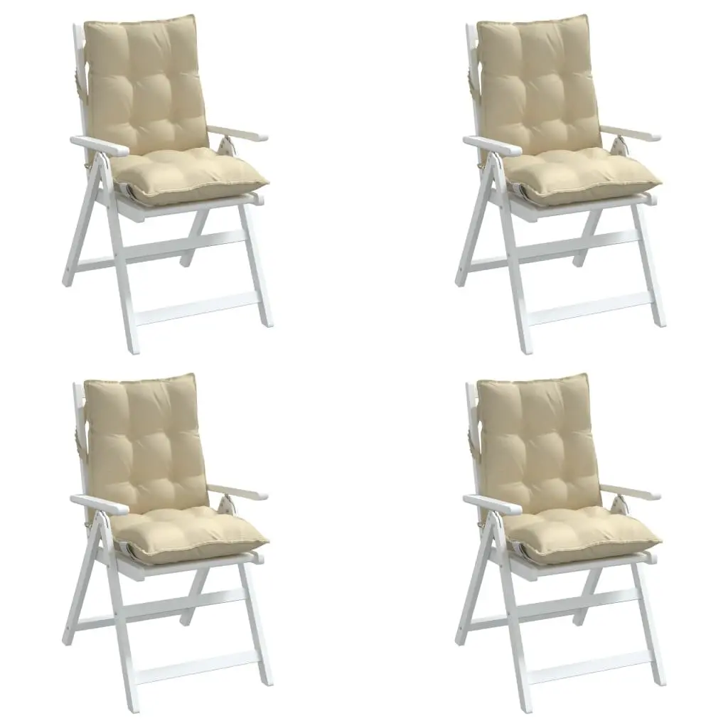 Lowback Chair Cushions Oxford Fabric 4 pcs Beige Outdoor Garden Patio Seat Pad