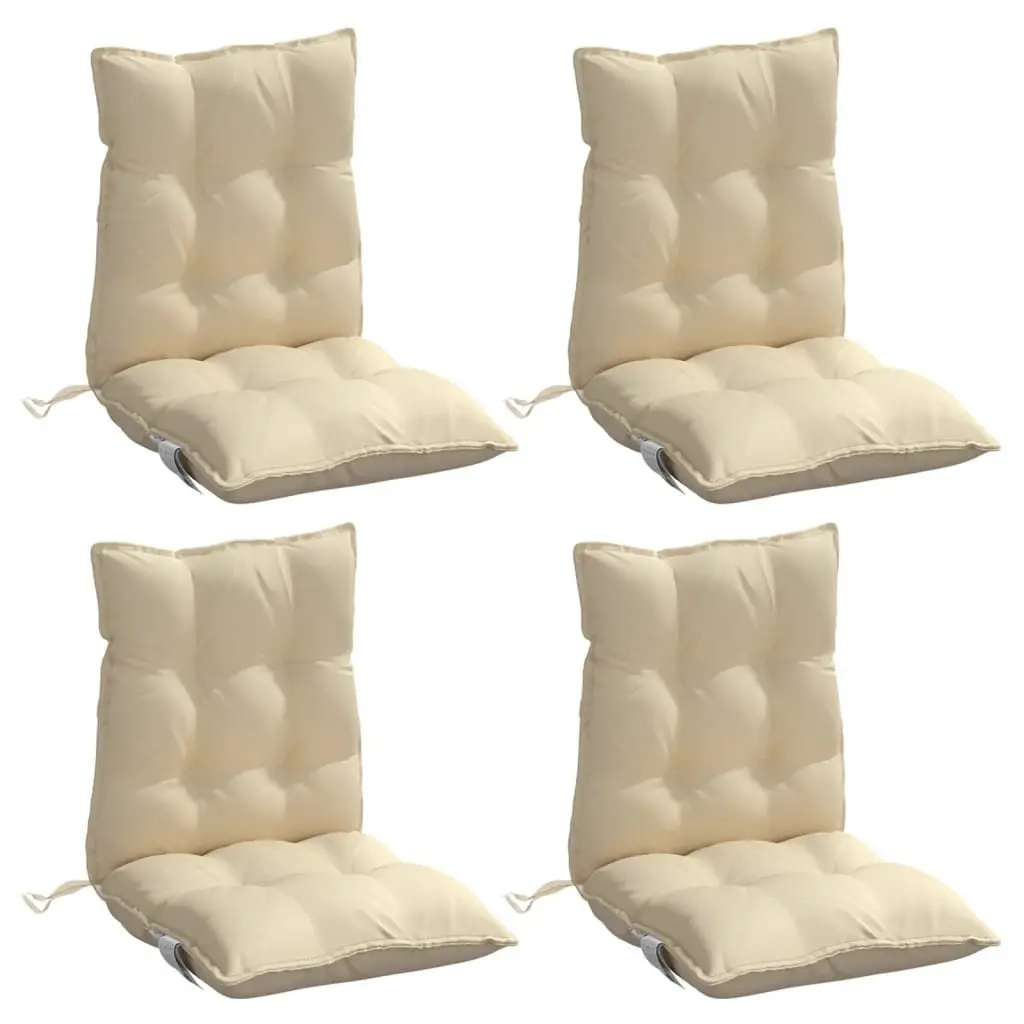 Lowback Chair Cushions Oxford Fabric 4 pcs Beige Outdoor Garden Patio Seat Pad