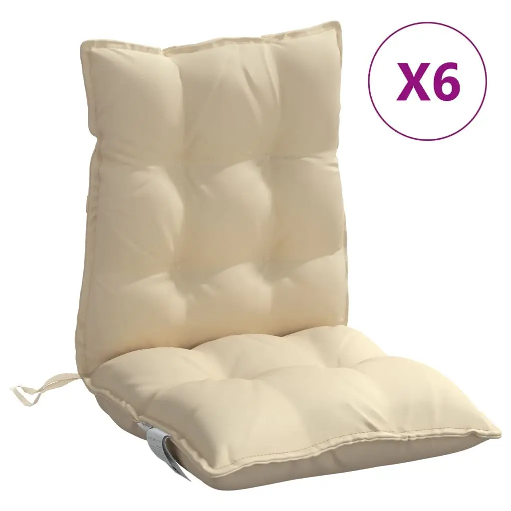 Lowback Chair Cushions 6 pcs Beige Oxford Fabric Outdoor Garden Patio Seat Pad