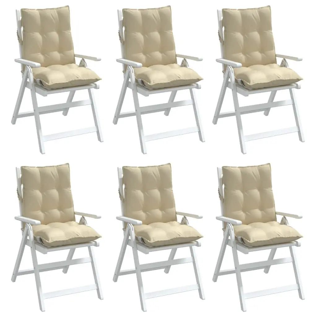 Lowback Chair Cushions 6 pcs Beige Oxford Fabric Outdoor Garden Patio Seat Pad