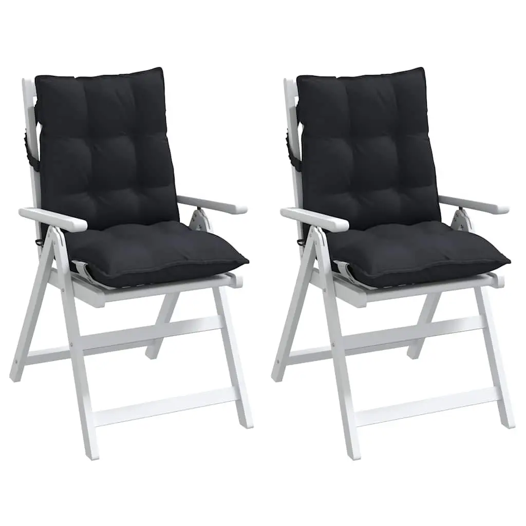 Lowback Chair Cushions 2 pcs Black Oxford Fabric Garden Patio Outdoor Seat Pad