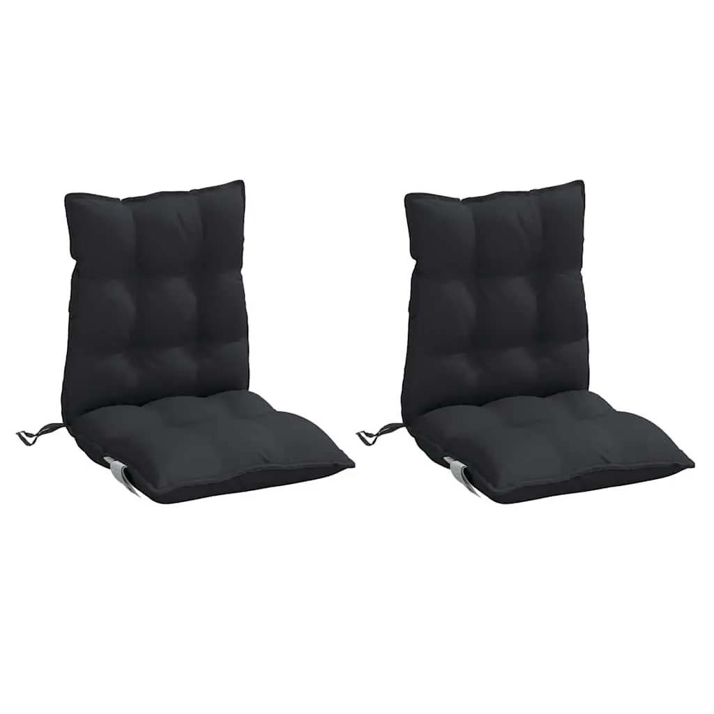 Lowback Chair Cushions 2 pcs Black Oxford Fabric Garden Patio Outdoor Seat Pad