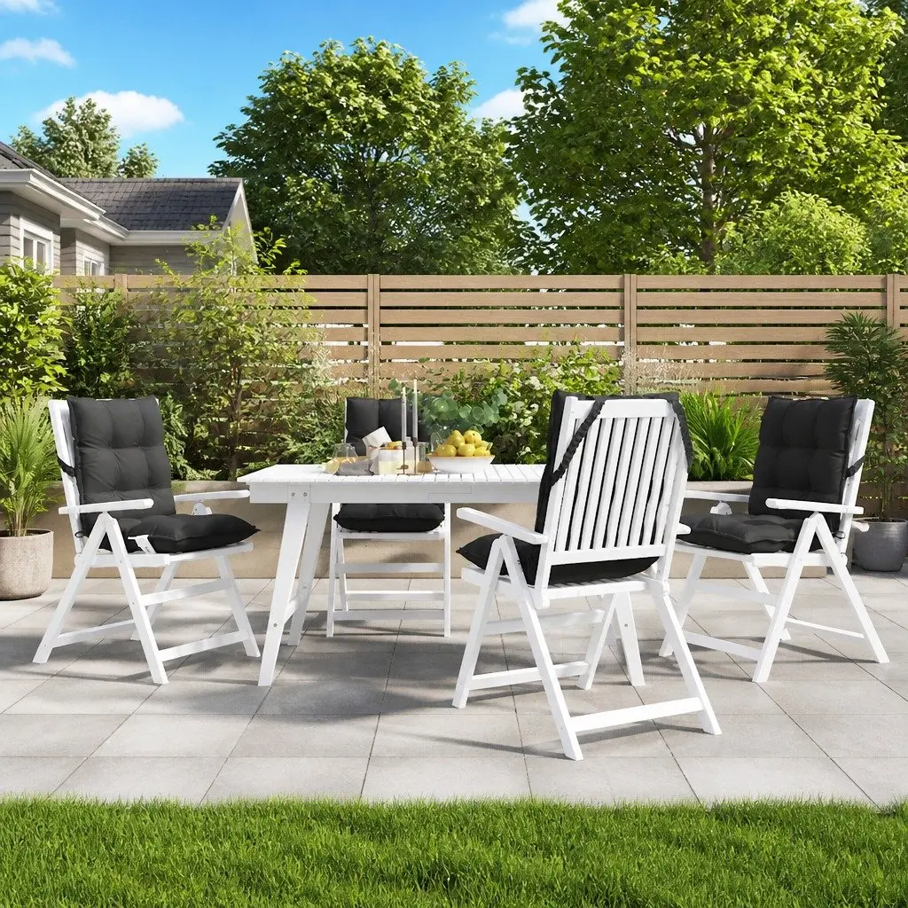Lowback Chair Cushions Black Oxford Fabric 4 Pieces Outdoor Patio Garden Seat