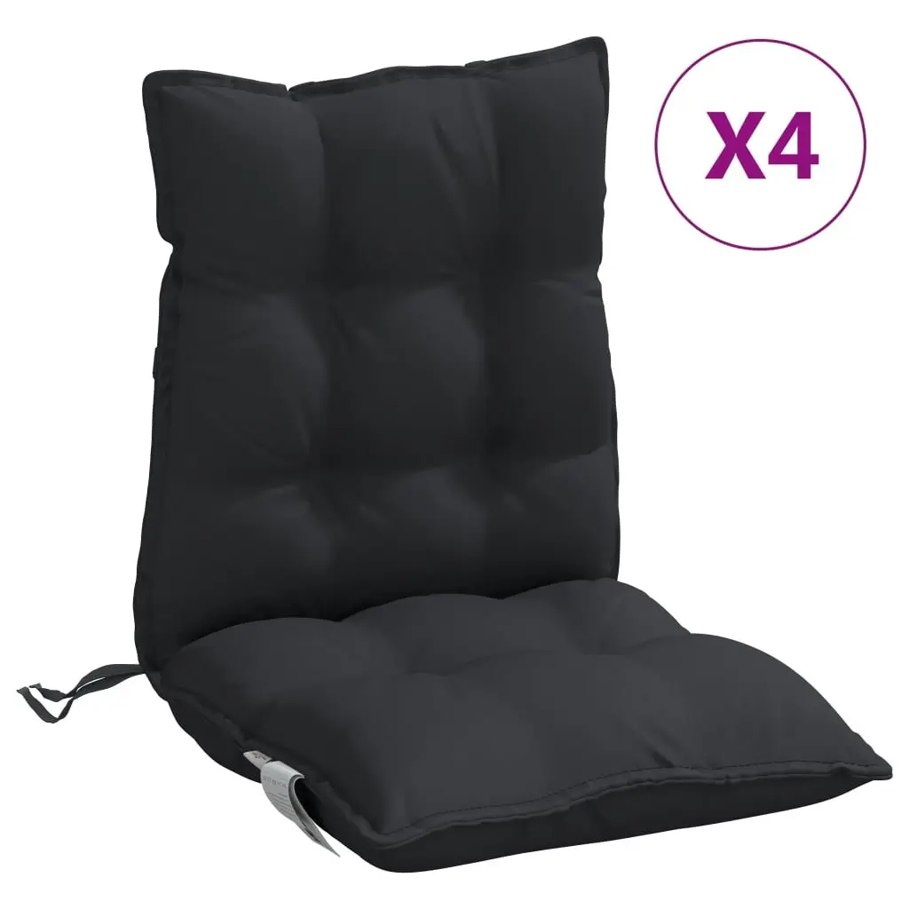 Lowback Chair Cushions Black Oxford Fabric 4 Pieces Outdoor Patio Garden Seat