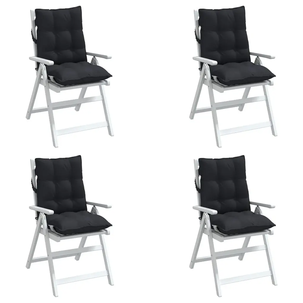 Lowback Chair Cushions Black Oxford Fabric 4 Pieces Outdoor Patio Garden Seat