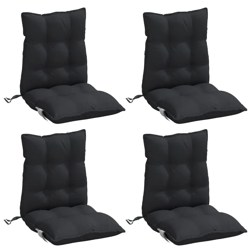 Lowback Chair Cushions Black Oxford Fabric 4 Pieces Outdoor Patio Garden Seat