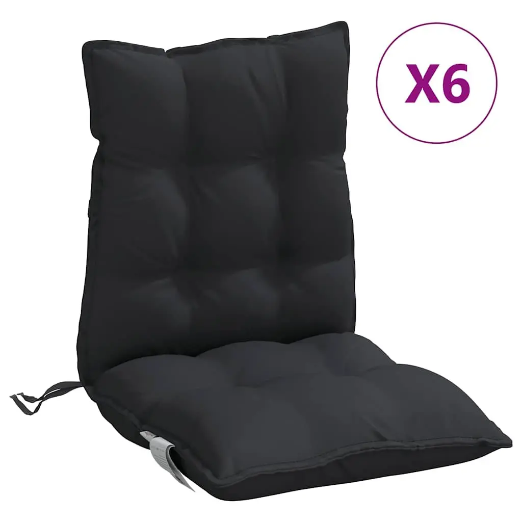 Lowback Chair Cushions Oxford Fabric 6 Piece Black Outdoor Garden Patio Seat Pads