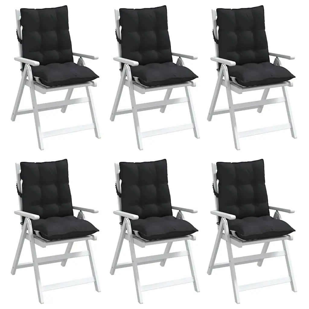 Lowback Chair Cushions Oxford Fabric 6 Piece Black Outdoor Garden Patio Seat Pads