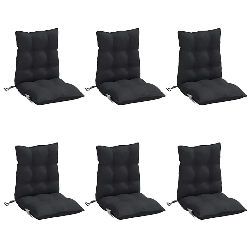 Lowback Chair Cushions Oxford Fabric 6 Piece Black Outdoor Garden Patio Seat Pads