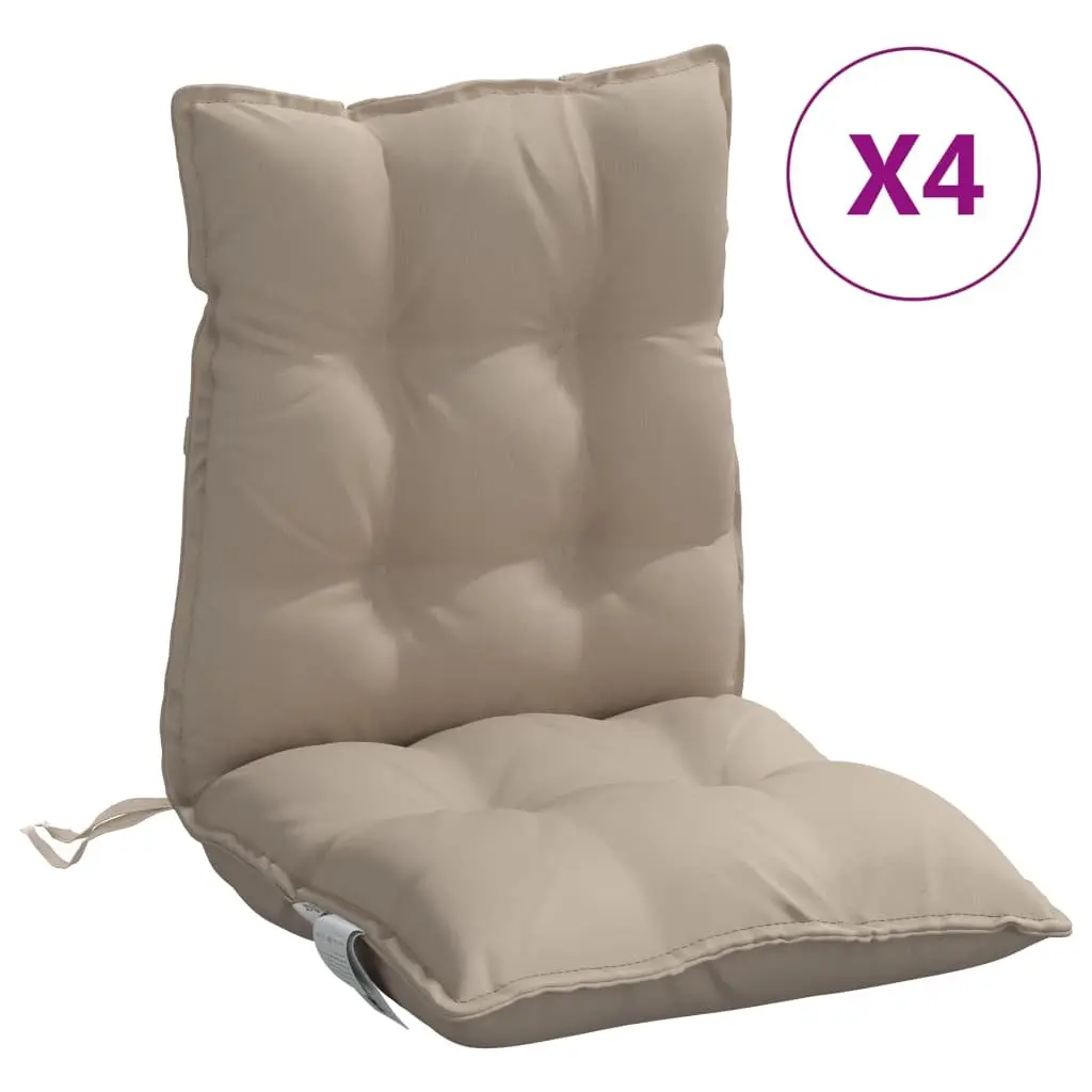 Lowback Chair Cushions 4 Pieces Taupe Oxford Fabric Outdoor Garden Patio Seat