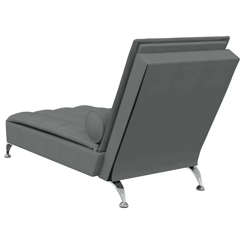 Massage Chaise Lounge Grey Fabric Vibration 160cm USB Living Room Furniture