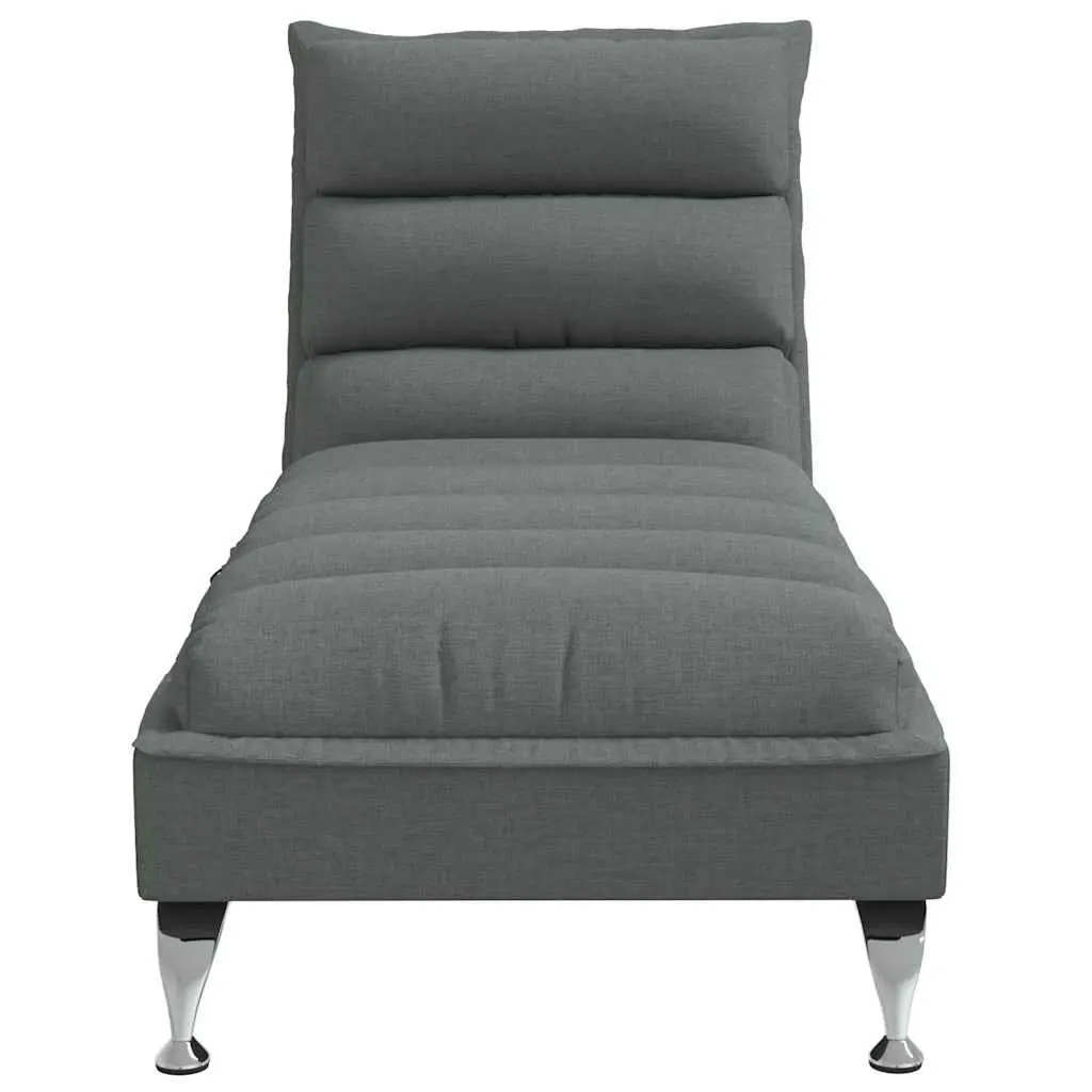 Massage Chaise Lounge Fabric Dark Grey with Cushions