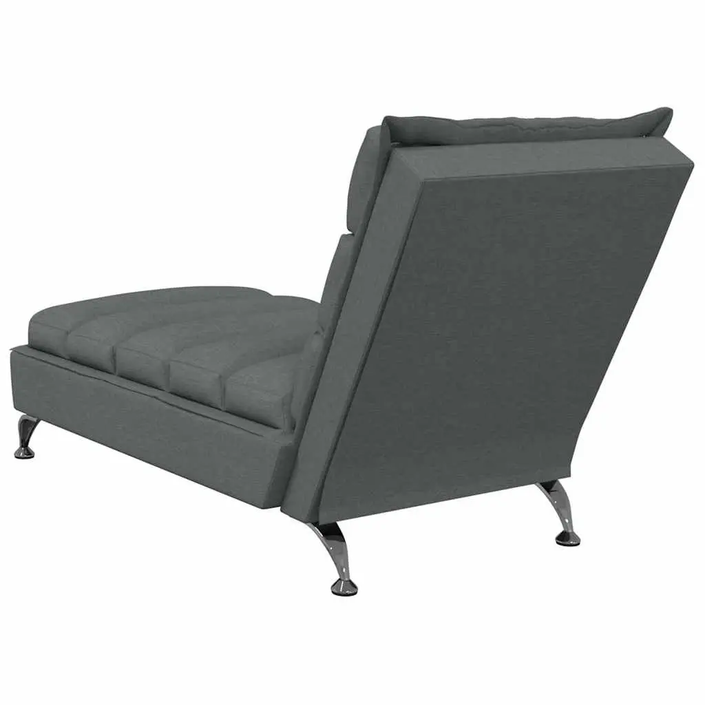 Massage Chaise Lounge Fabric Dark Grey with Cushions