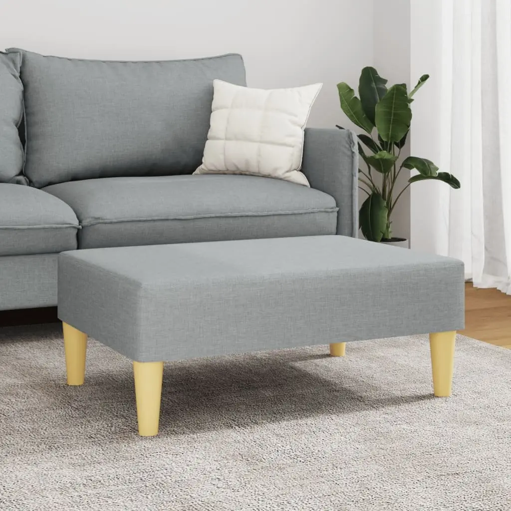 Footstool Fabric Light Grey Plywood Frame Durable Stable Living Room Furniture