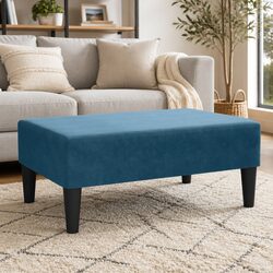 Versatile Blue Velvet Footstool for Home Use