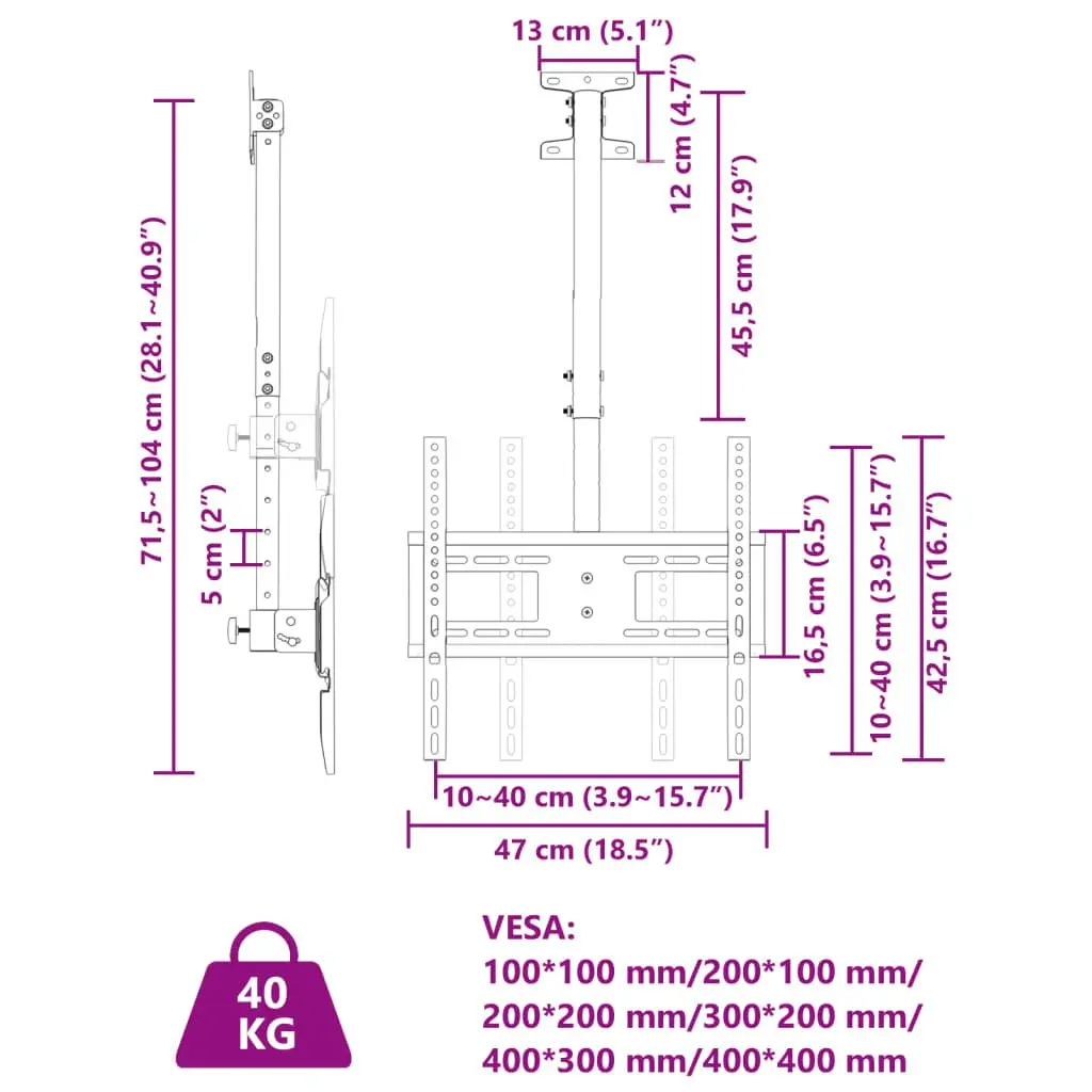 Ceiling Mount for 32-65 Inch Flat Screens