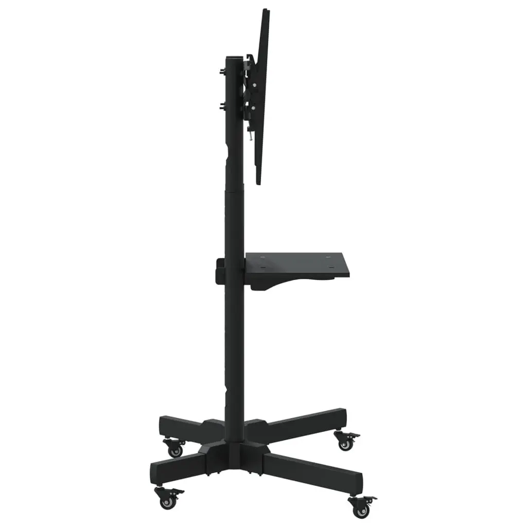 TV Stand on Wheels Powder-Coated Steel Height Adjustable 32-70 Inch Black