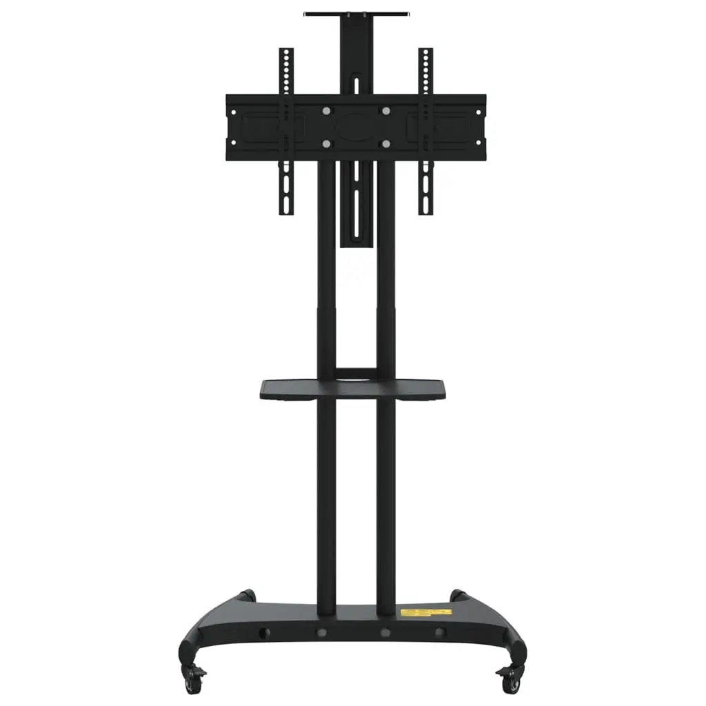 TV Stand on Wheels Powder-Coated Steel Height Adjustable Black for 32-70 Inch Monitors with Lockable Castors