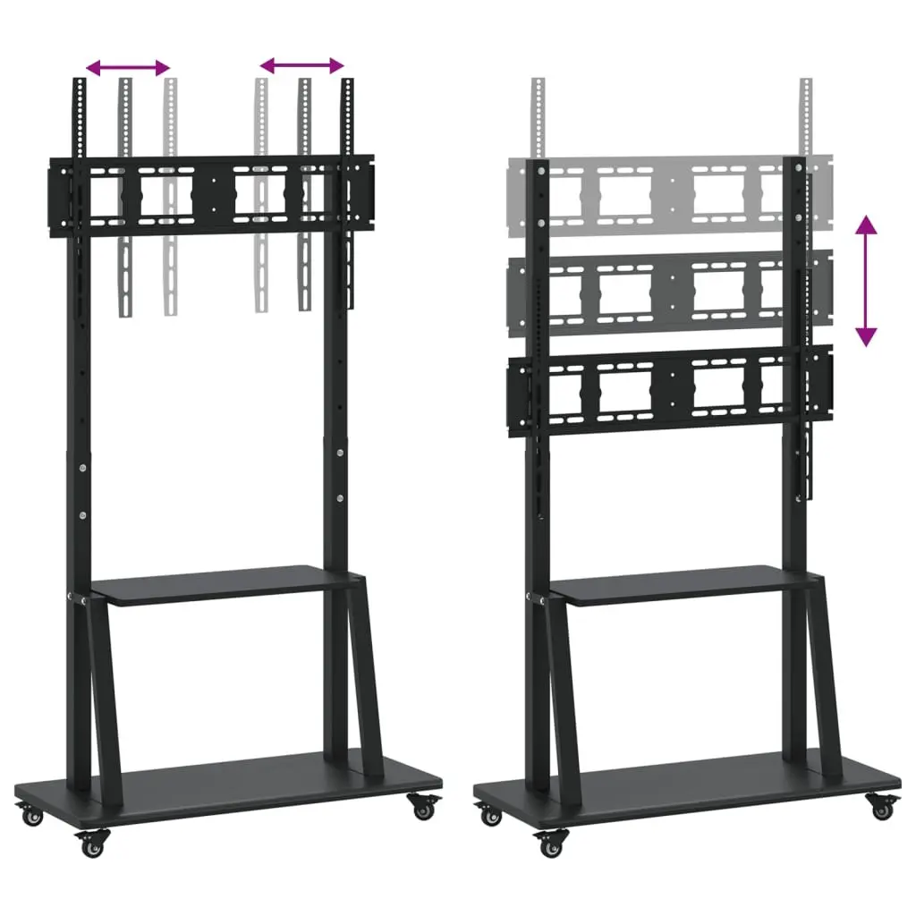 TV Stand on Wheels Steel Height Adjustable for 32-90 Inch Screens Black