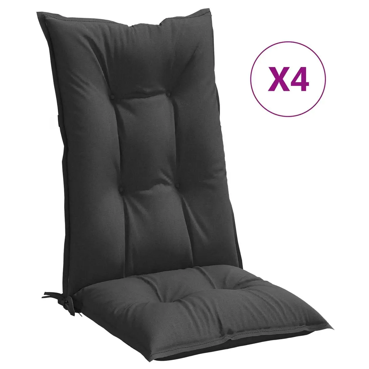 Highback Chair Cushions Anthracite 120x50x7 cm Set of 4 Soft Filling for Garden Patio Indoor Outdoor Furniture