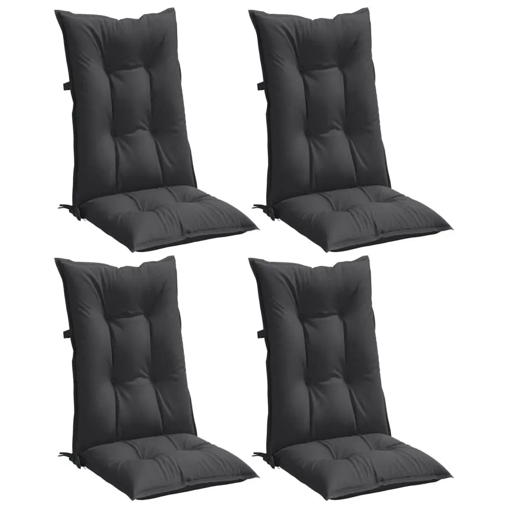 Highback Chair Cushions Anthracite 120x50x7 cm Set of 4 Soft Filling for Garden Patio Indoor Outdoor Furniture