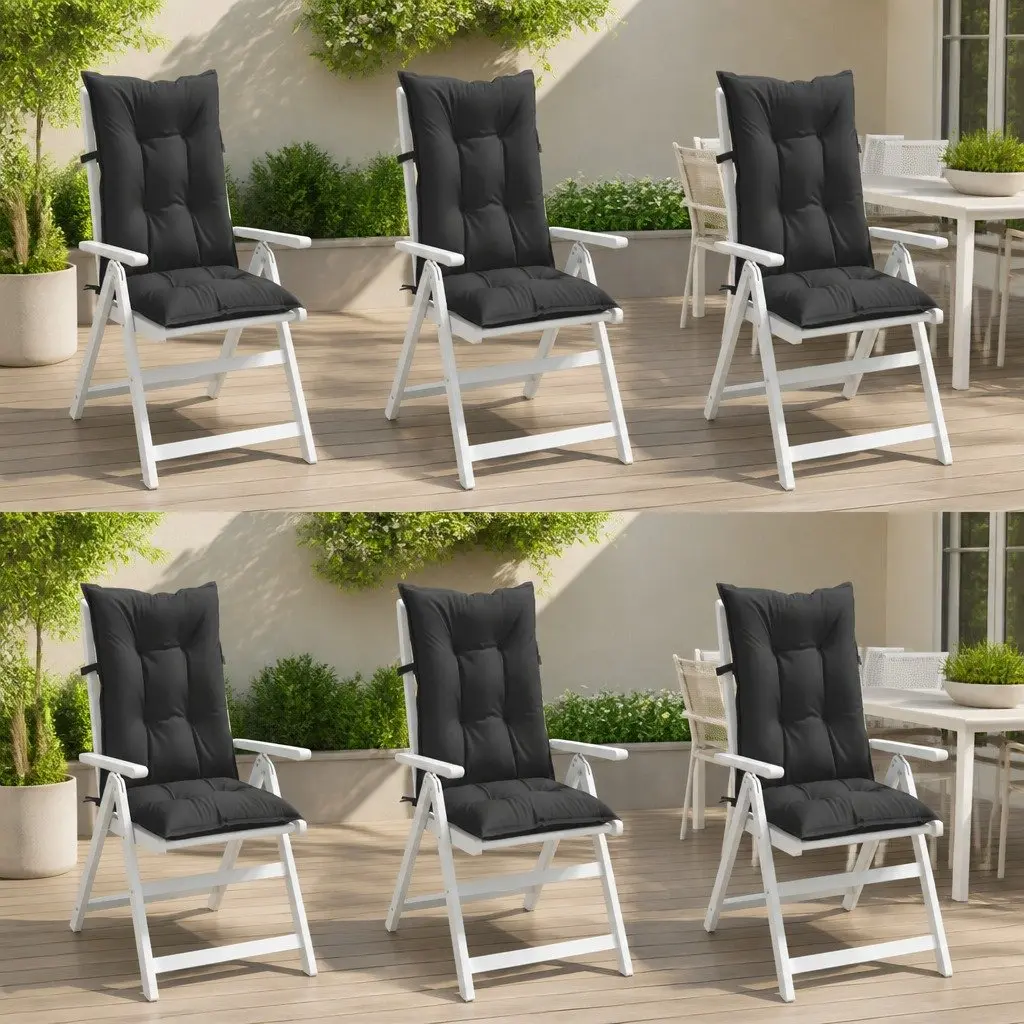 Highback Chair Cushions 6 pcs Anthracite 120x50x7 cm Outdoor Garden Patio Seat