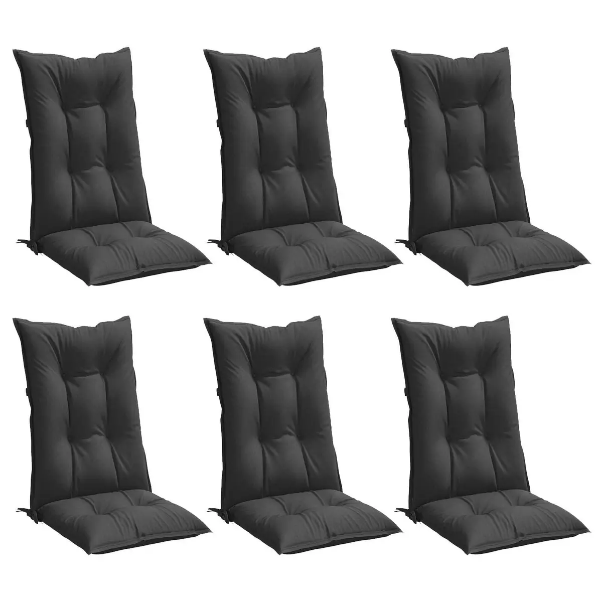Highback Chair Cushions 6 pcs Anthracite 120x50x7 cm Outdoor Garden Patio Seat