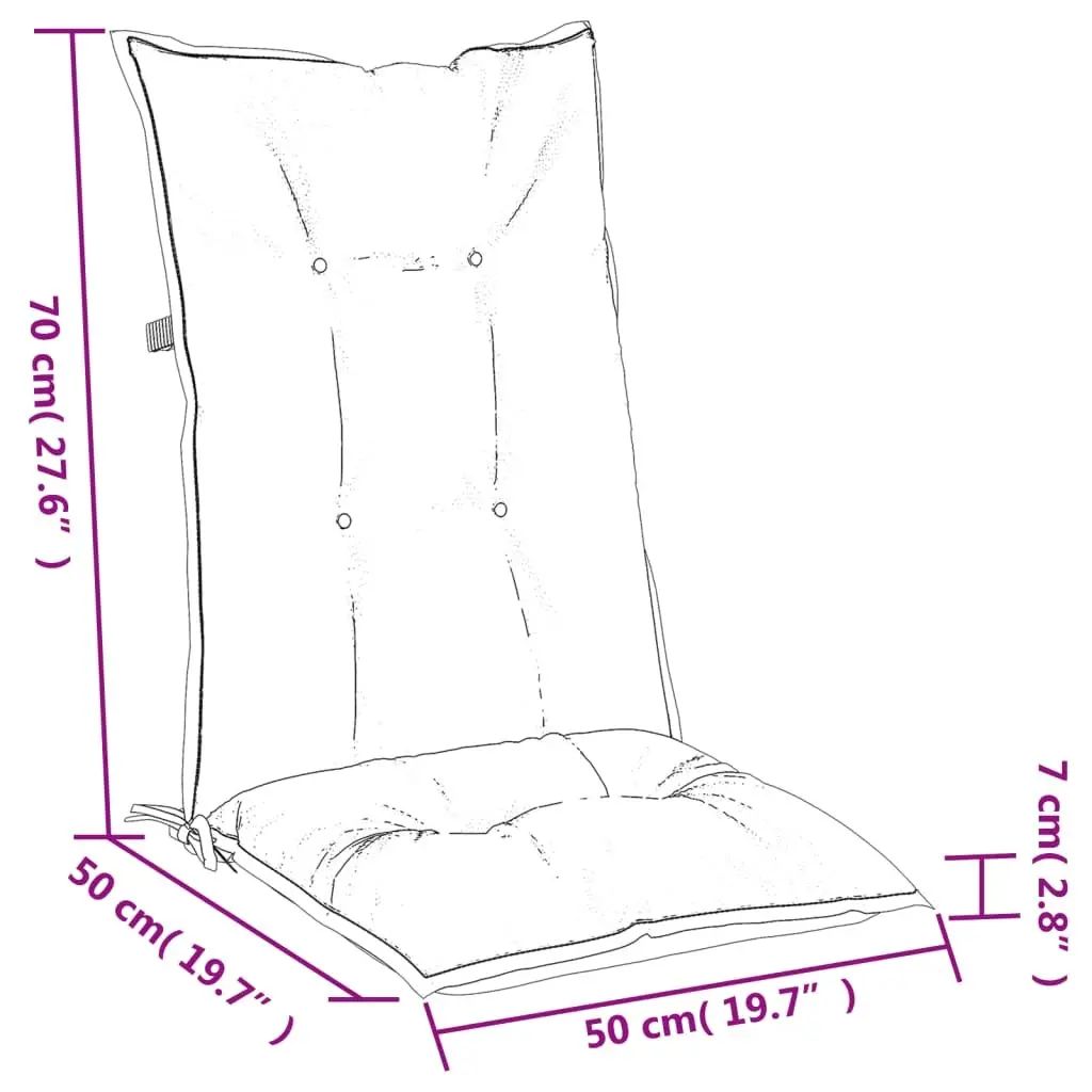 Highback Chair Cushions 6 pcs Anthracite 120x50x7 cm Outdoor Garden Patio Seat