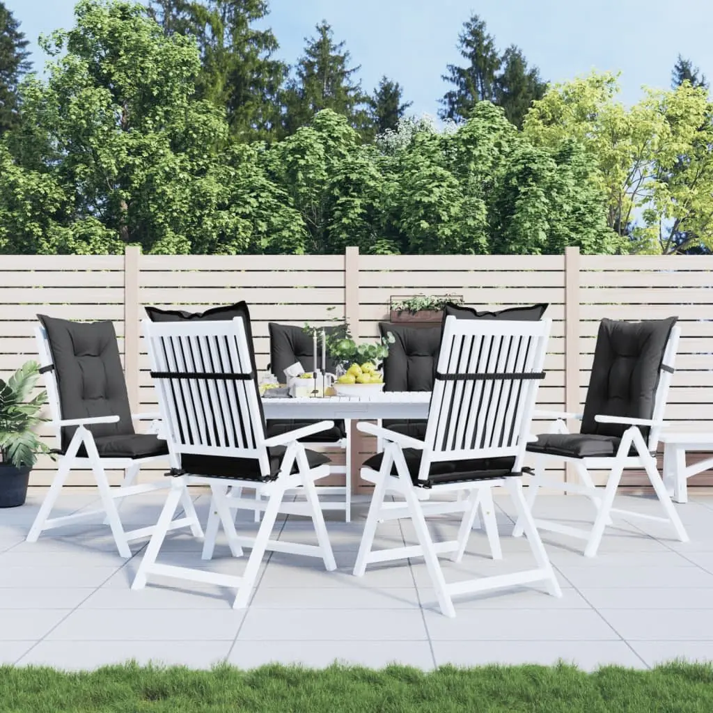 Highback Chair Cushions 6 pcs Anthracite 120x50x7 cm Outdoor Garden Patio Seat