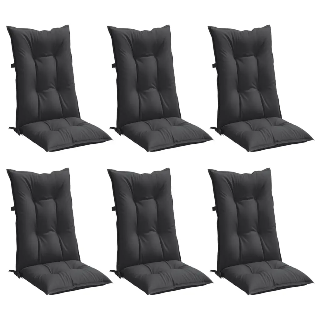 Highback Chair Cushions 6 pcs Anthracite 120x50x7 cm Outdoor Garden Patio Seat