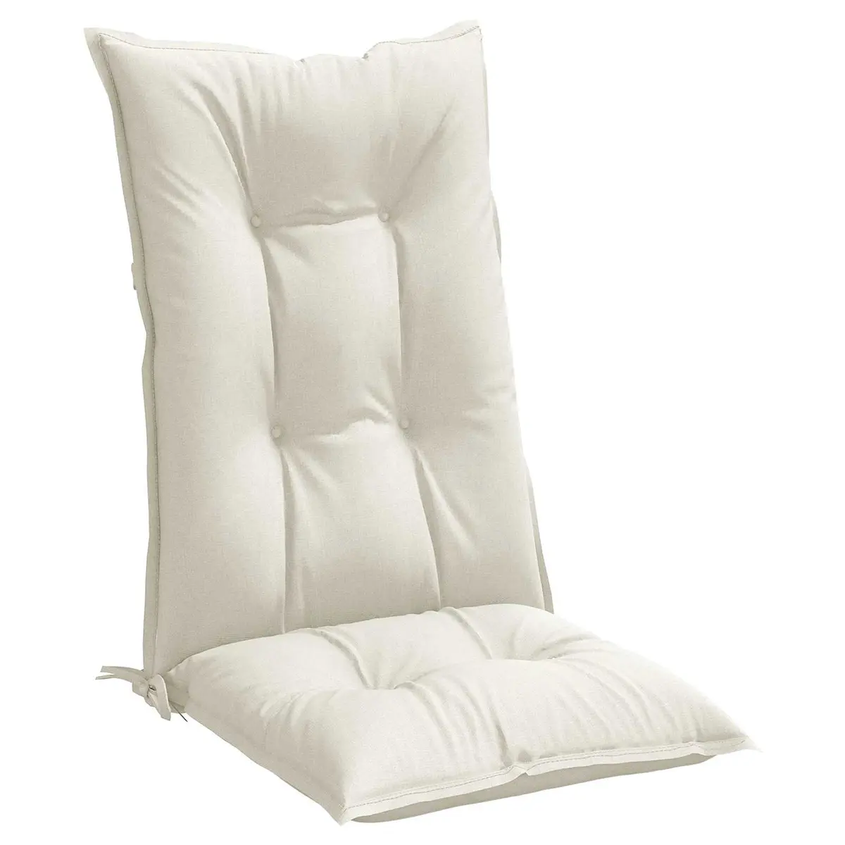 Highback Chair Cushions Polyester 120 x 50 x 7 cm Cream Set of 4