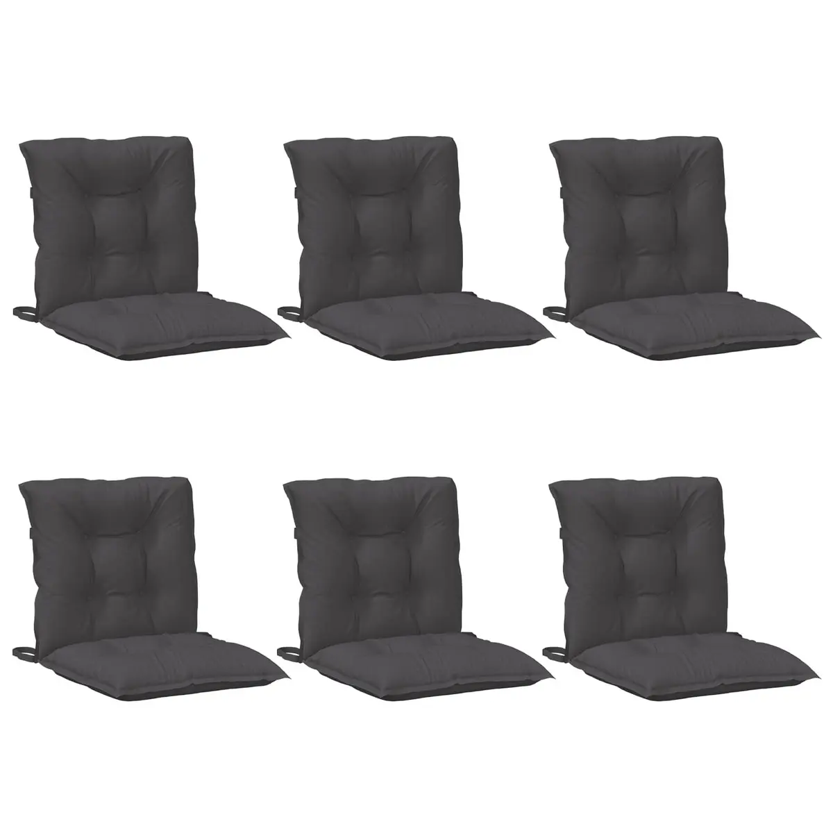 Lowback Cushions Set of 6 Anthracite Polyester Seat Pads 100x50x7cm for Indoor Outdoor Patio Garden Furniture