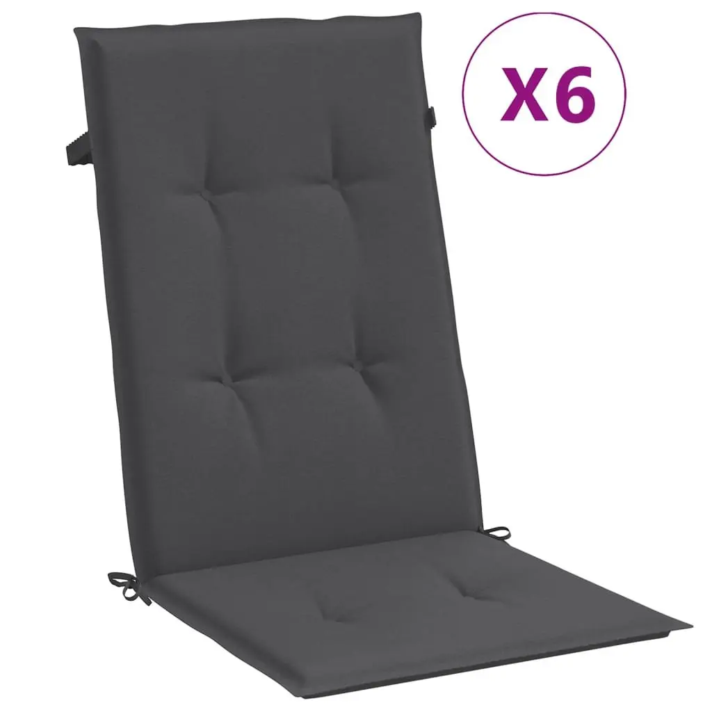Highback Chair Cushions 6 Pack Anthracite Outdoor Garden Patio Furniture Pads