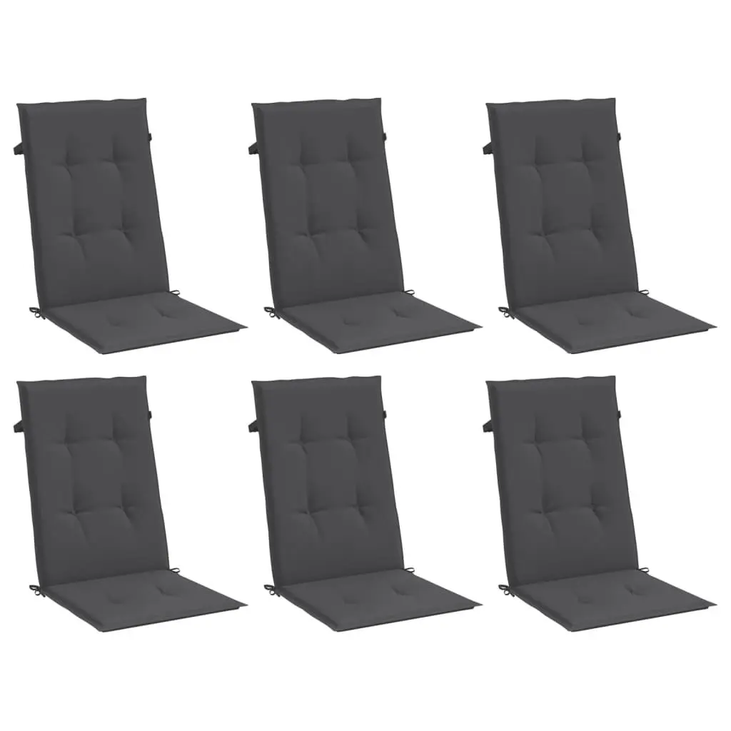 Highback Chair Cushions 6 Pack Anthracite Outdoor Garden Patio Furniture Pads