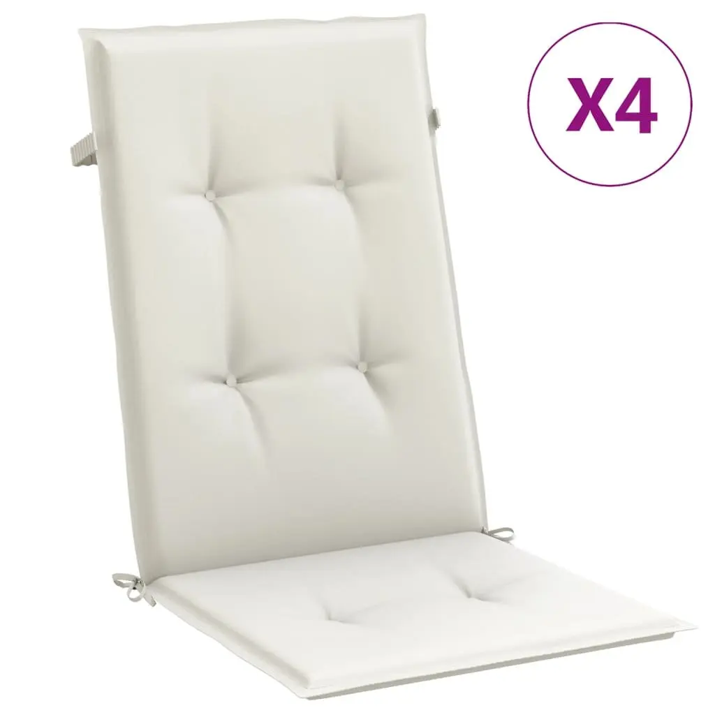 Highback Chair Cushions 4 pcs Cream Outdoor Garden Patio Seating Pad Soft Foam