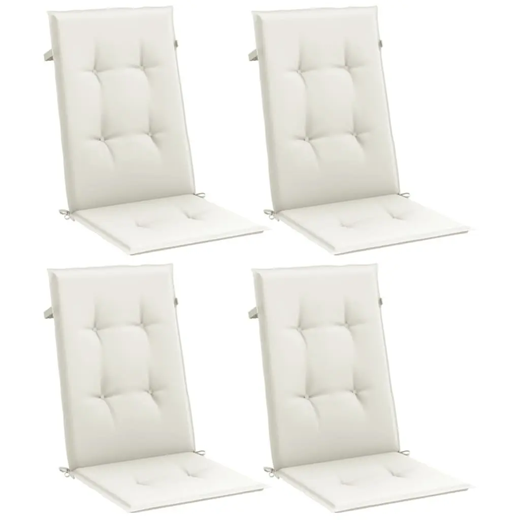 Highback Chair Cushions 4 pcs Cream Outdoor Garden Patio Seating Pad Soft Foam