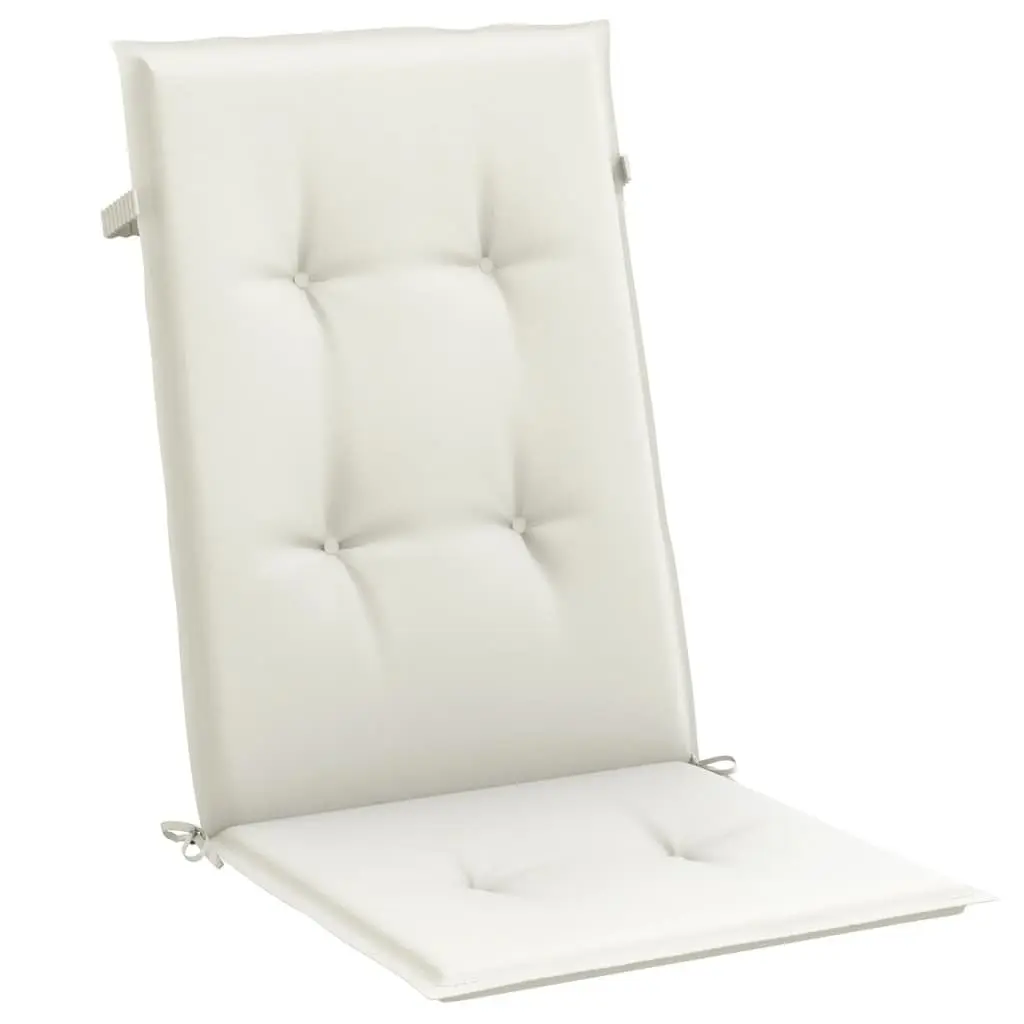 Highback Chair Cushions Set 6 Pieces Soft Foam Fibre Filling Polyester Cream Outdoor Garden Patio Seat Pads