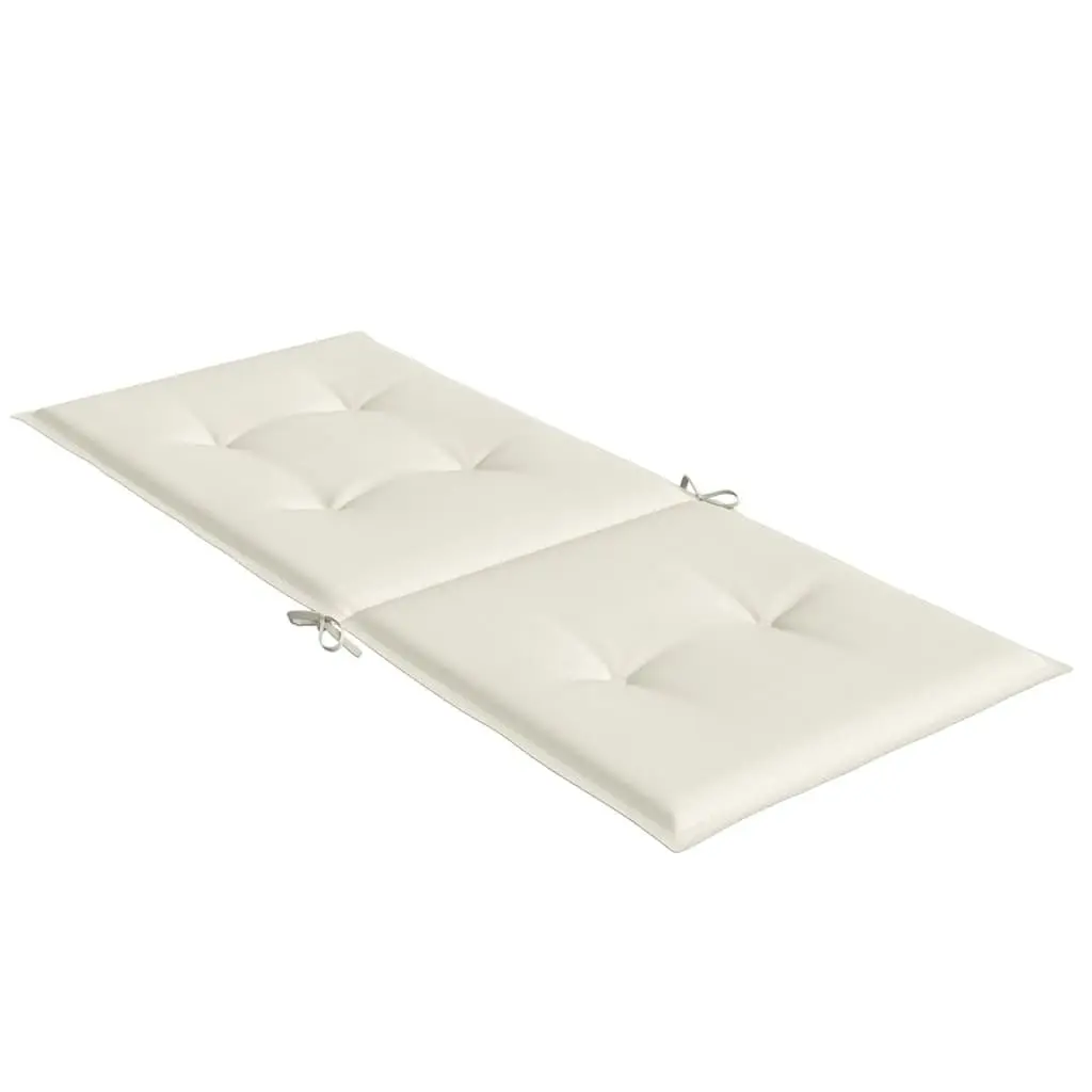 Highback Chair Cushions Set 6 Pieces Soft Foam Fibre Filling Polyester Cream Outdoor Garden Patio Seat Pads