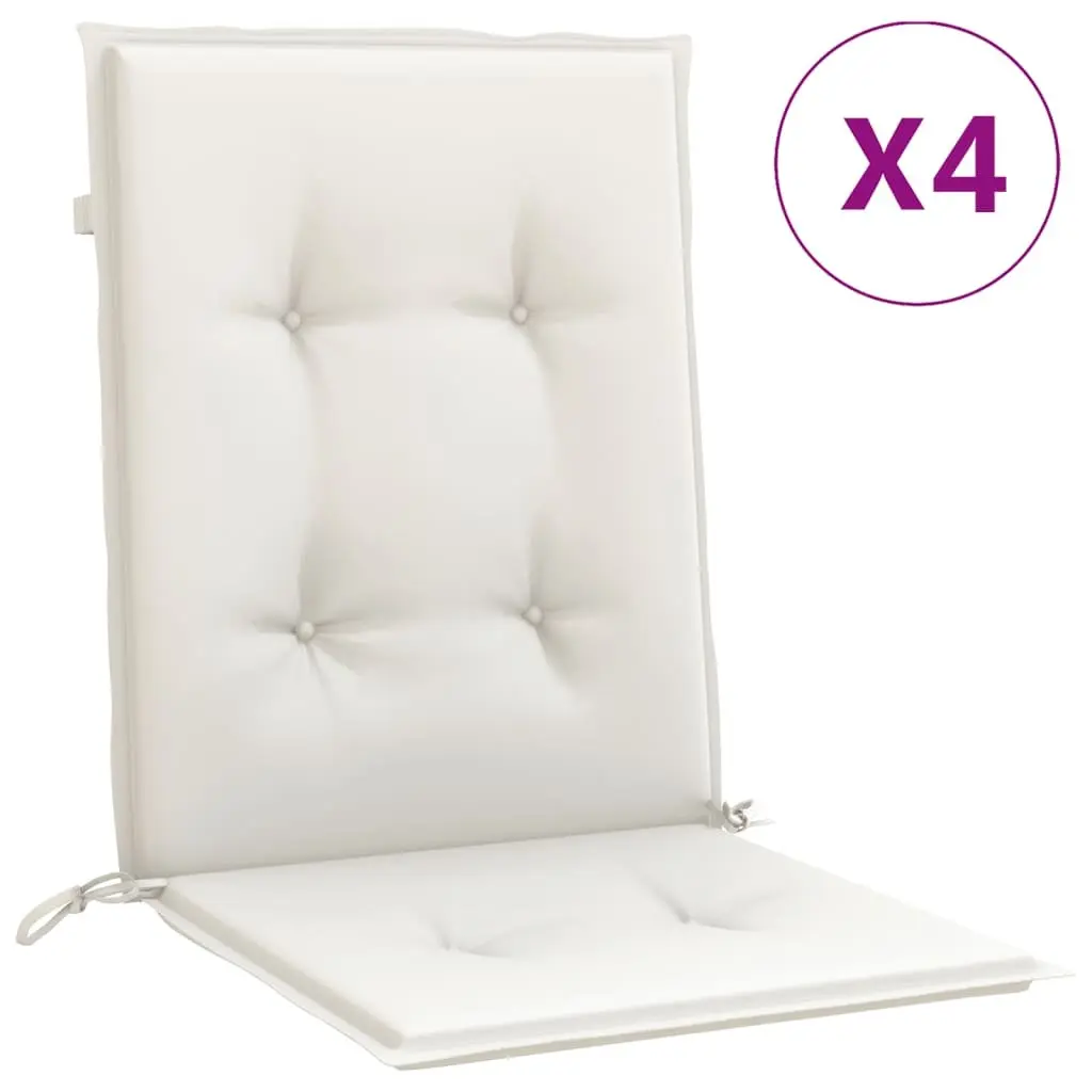 Lowback Chair Cushions Polyester 100 x 50 x 4 cm Cream 4 Pieces Outdoor Indoor Garden Patio Seat Pad