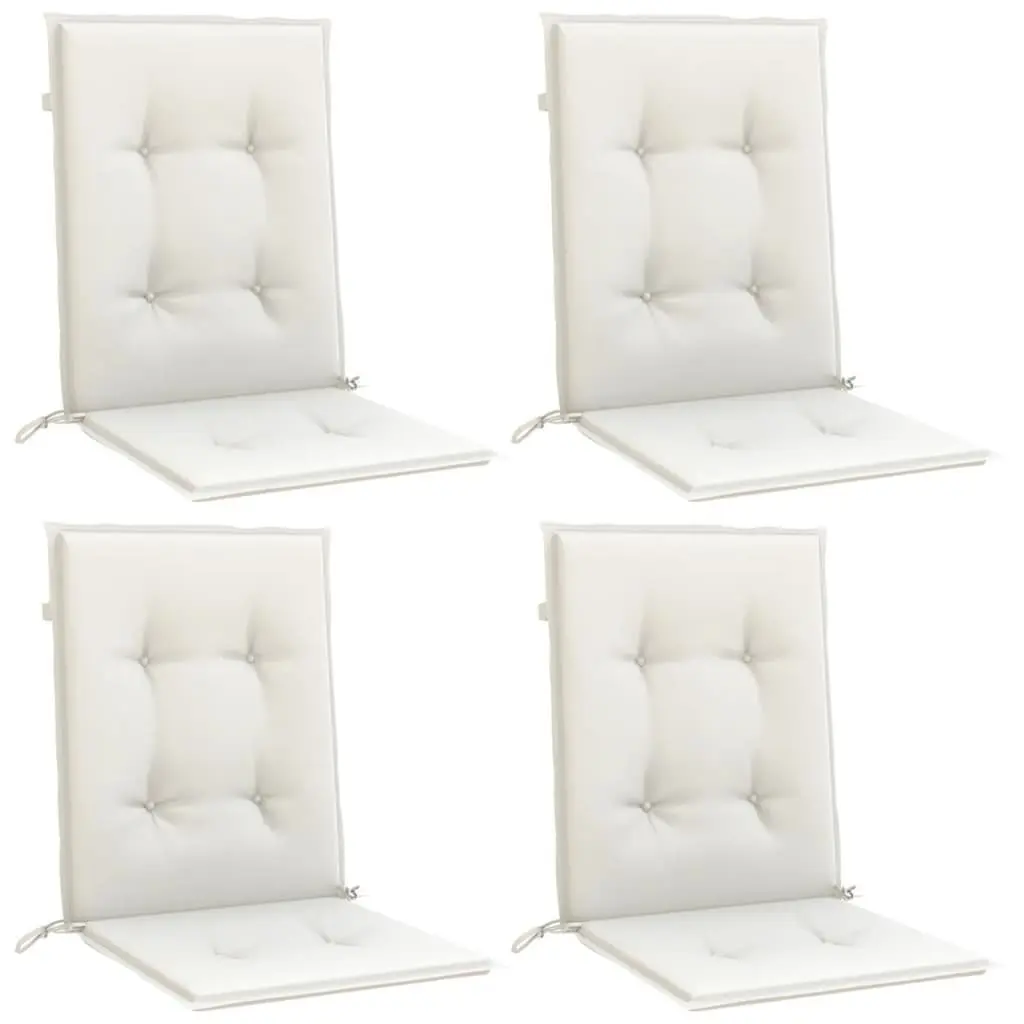 Lowback Chair Cushions Polyester 100 x 50 x 4 cm Cream 4 Pieces Outdoor Indoor Garden Patio Seat Pad