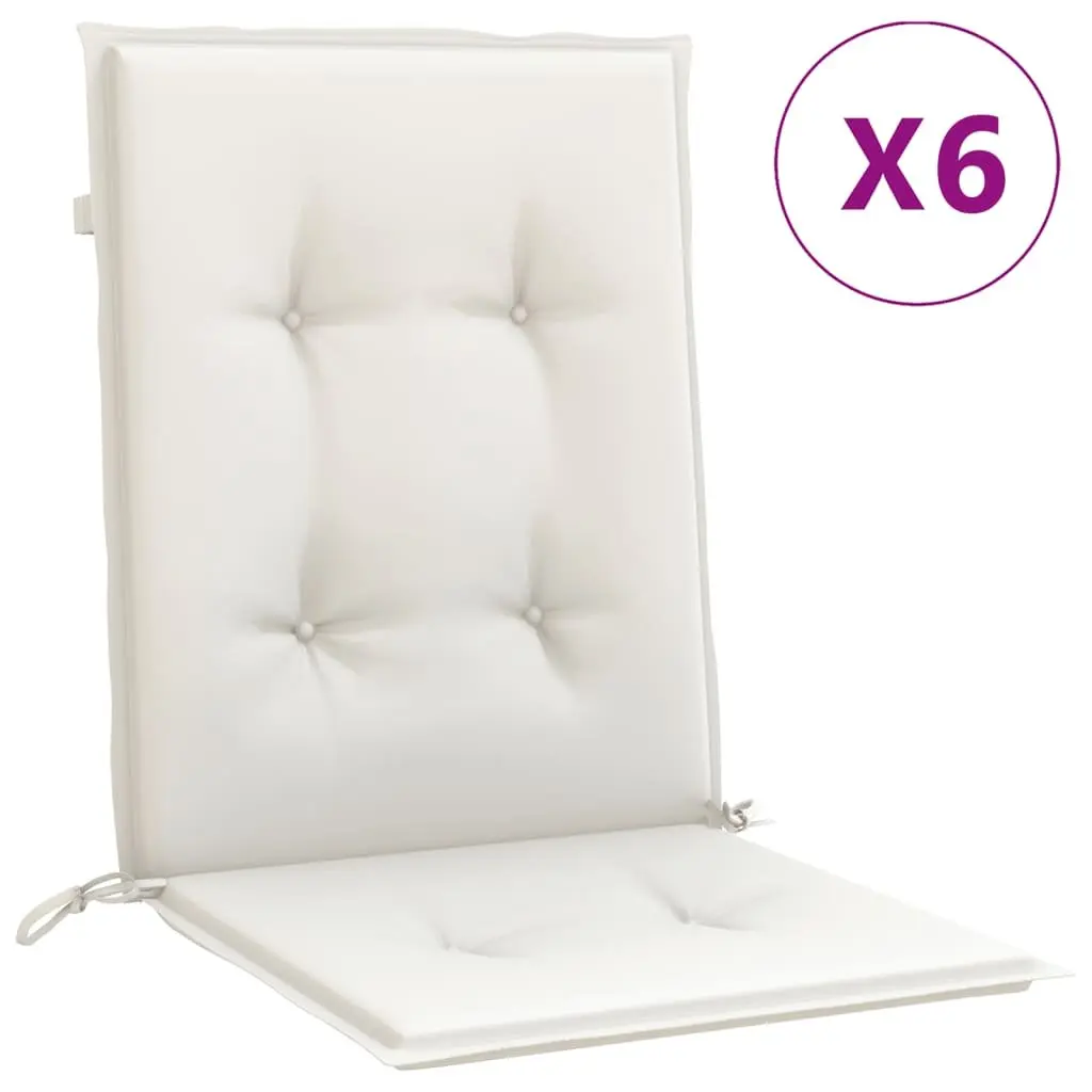 Lowback Chair Cushions Polyester 100 x 50 x 4 cm Cream 6 Pieces Outdoor Garden Patio Furniture Seat Pads