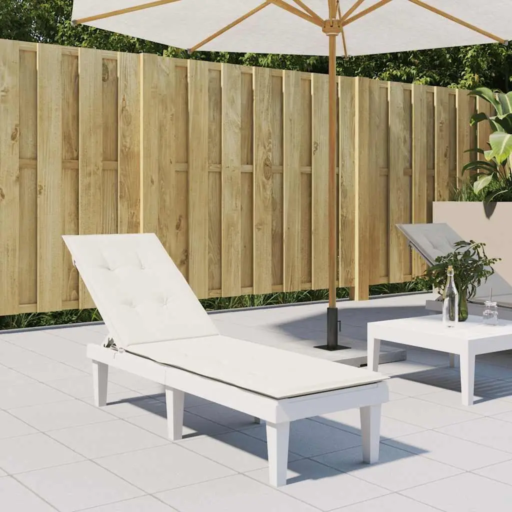 Deck Chair Cushion Foam Filled Polyester 75x50x4 cm Cream Non-Slip