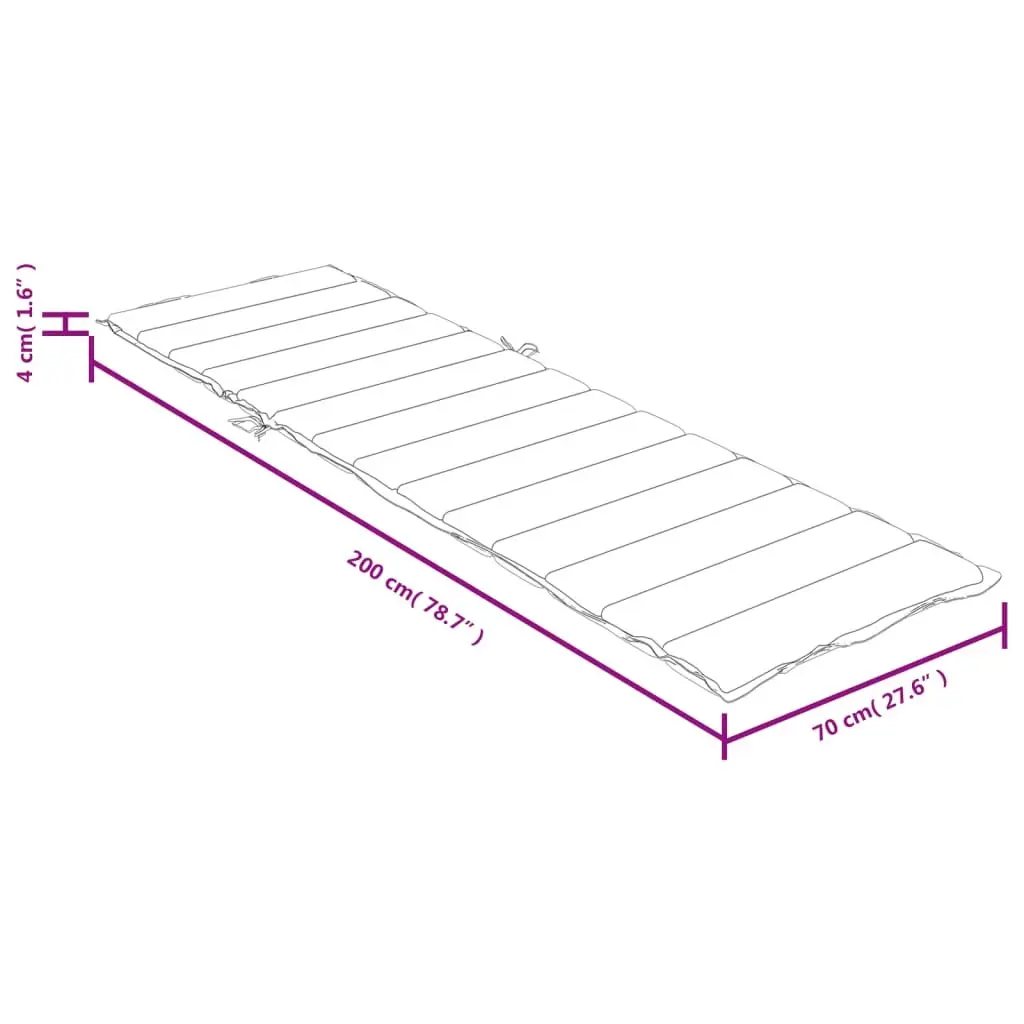 Sun Lounger Cushion Outdoor Garden Patio Furniture Pad Cream 200x70x4cm