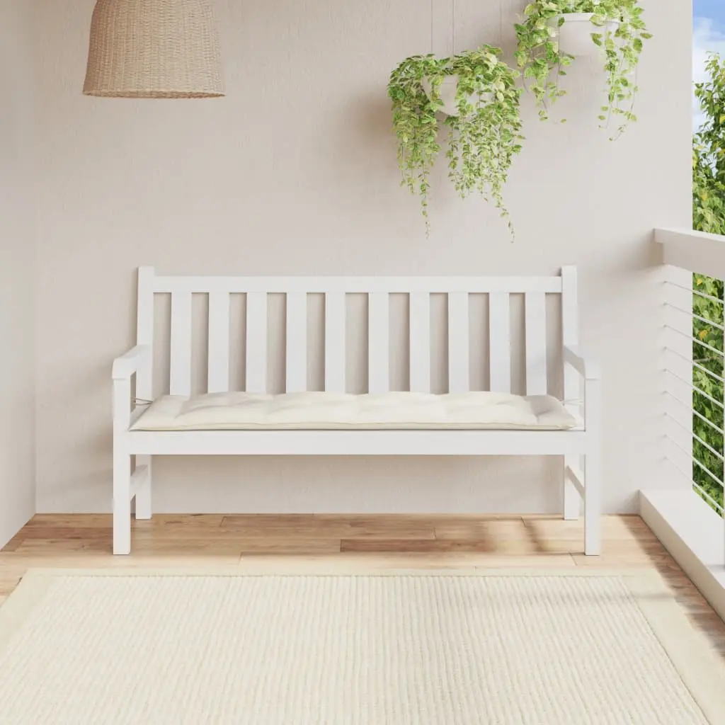 Garden Bench Cushion Polyester 150 x 50 x 7 cm Cream Outdoor Patio Seating Pad Non-Slip
