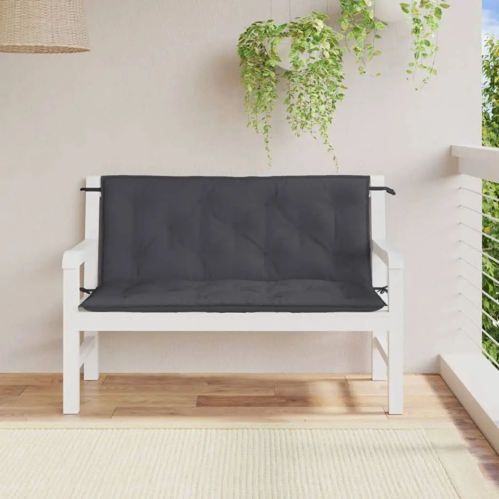 Outdoor Seating Pads Anthracite Polyester 120x50x7cm Set of 2 Garden Bench Cushions