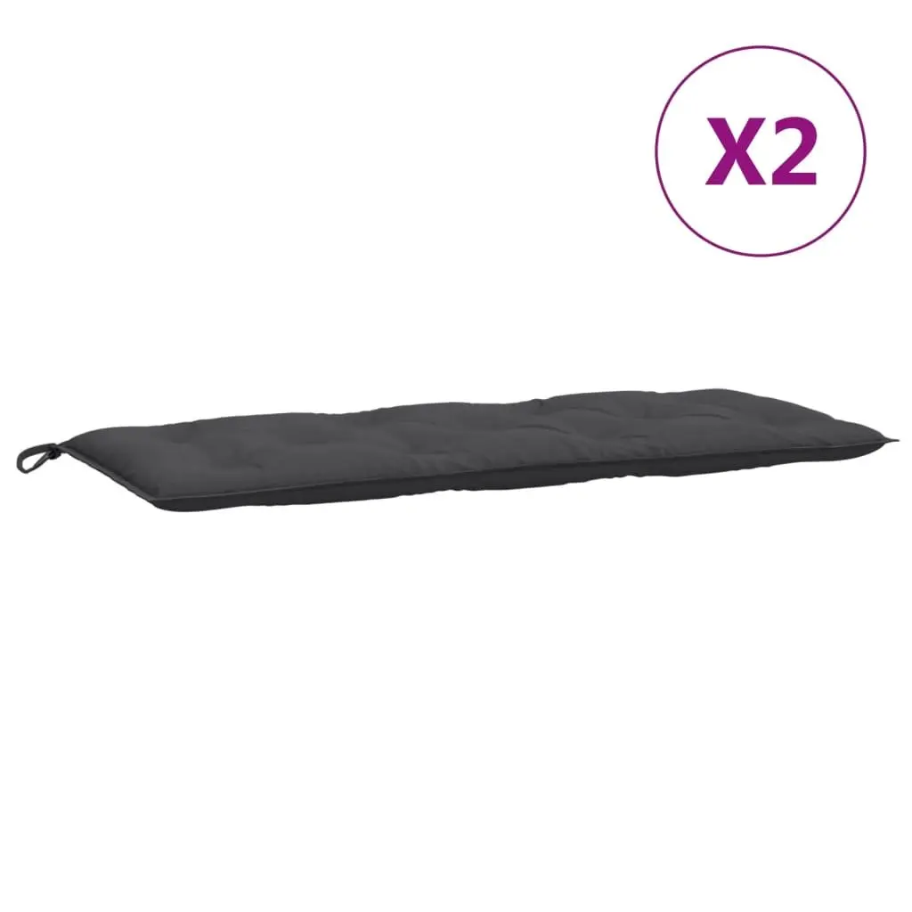 Outdoor Seating Pads Anthracite Polyester 120x50x7cm Set of 2 Garden Bench Cushions