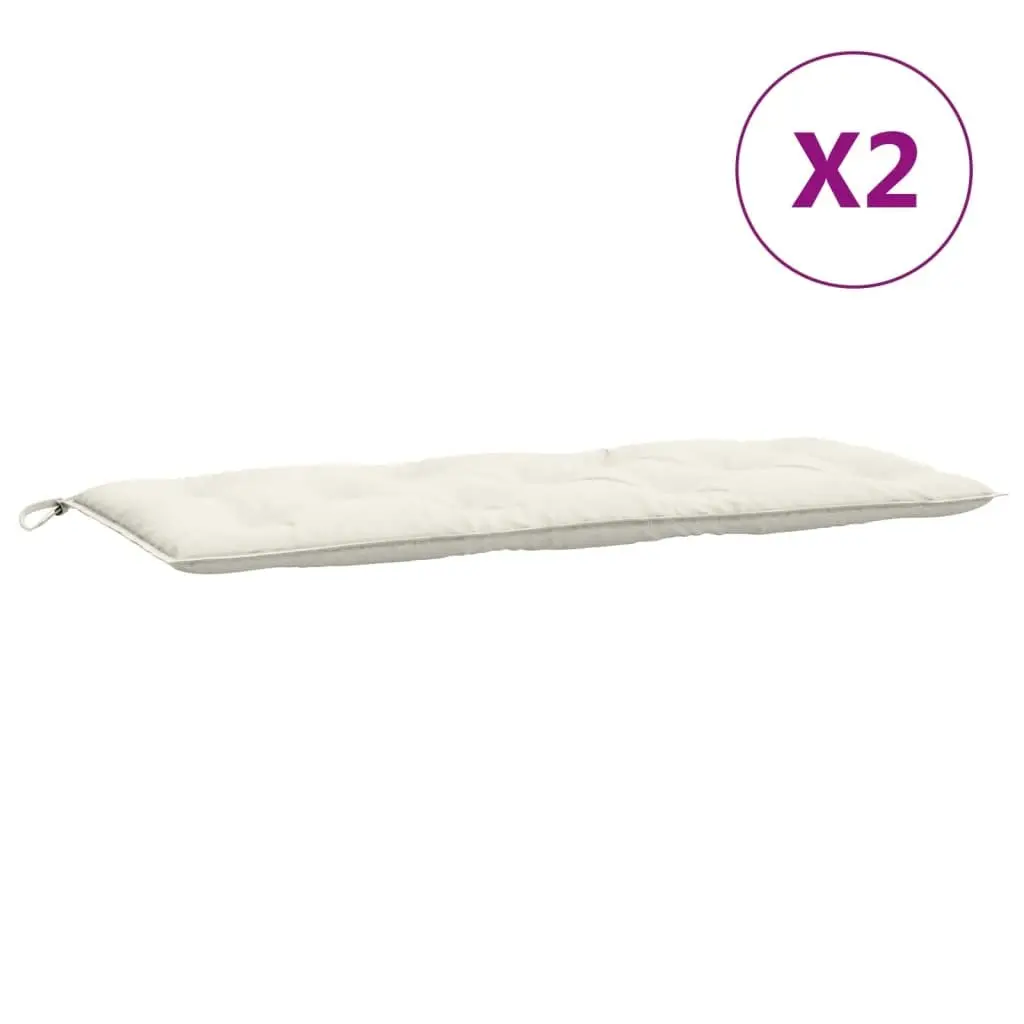 Garden Bench Cushions 2 Pieces Outdoor Seating Pad Cream 120x50x7 cm
