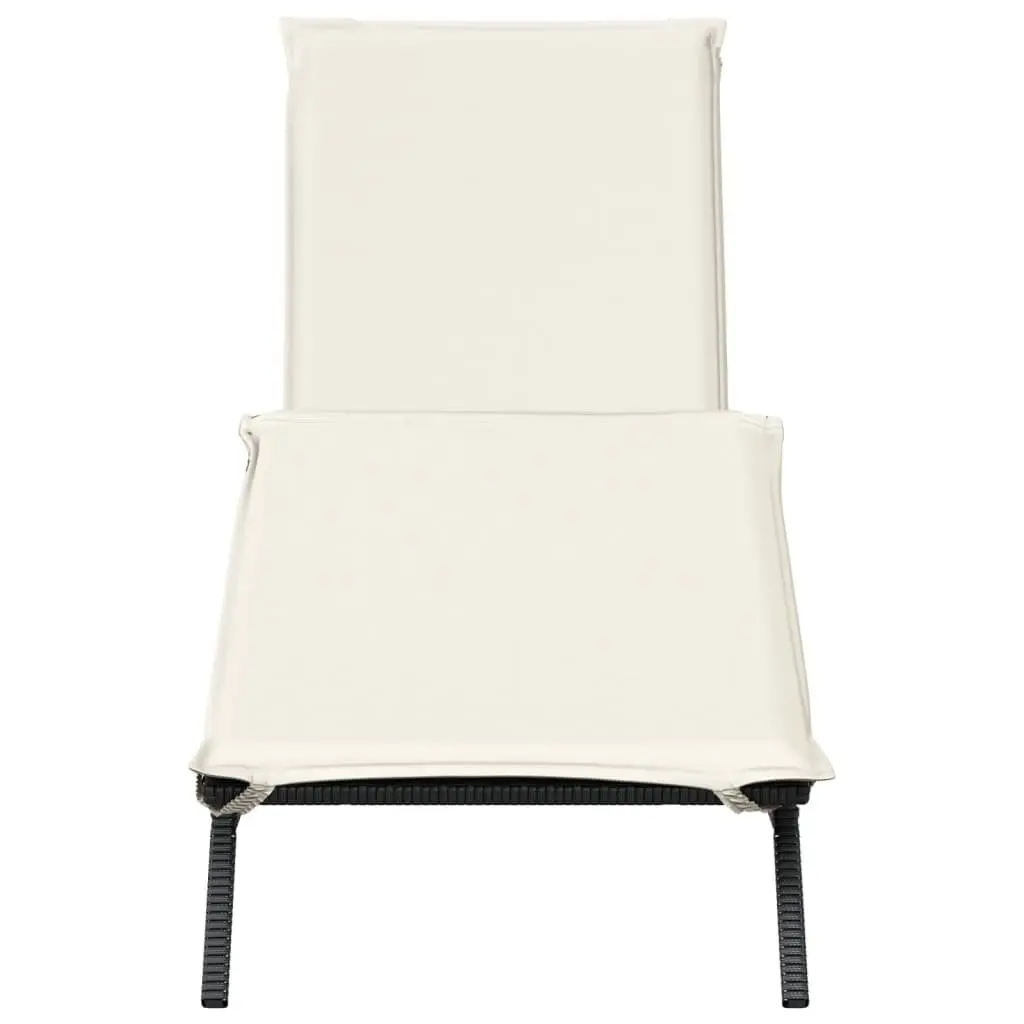 Sun Lounger PE Rattan Adjustable Reclining Lounge Chair with Cushion Black