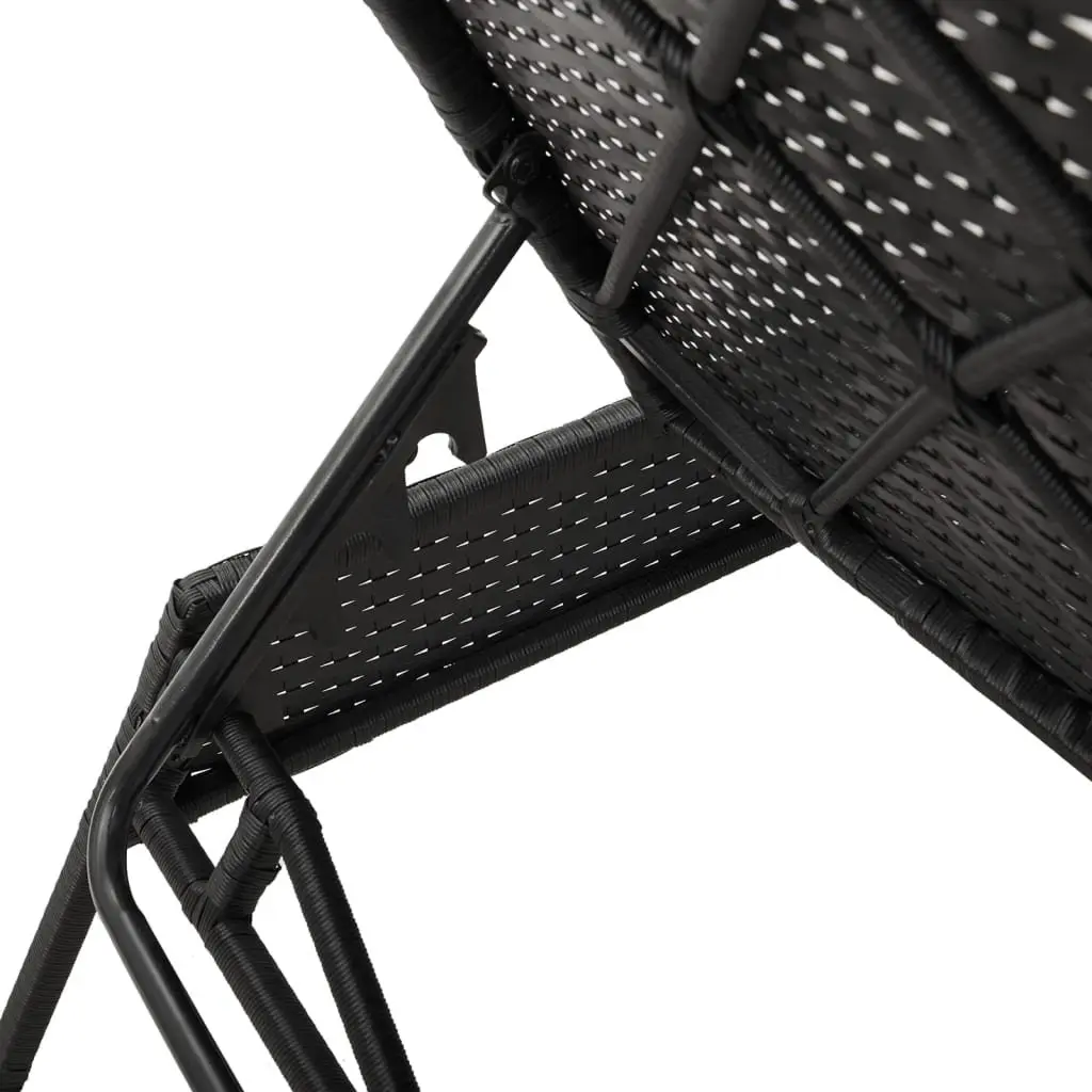 Sun Lounger PE Rattan Adjustable Reclining Lounge Chair with Cushion Black