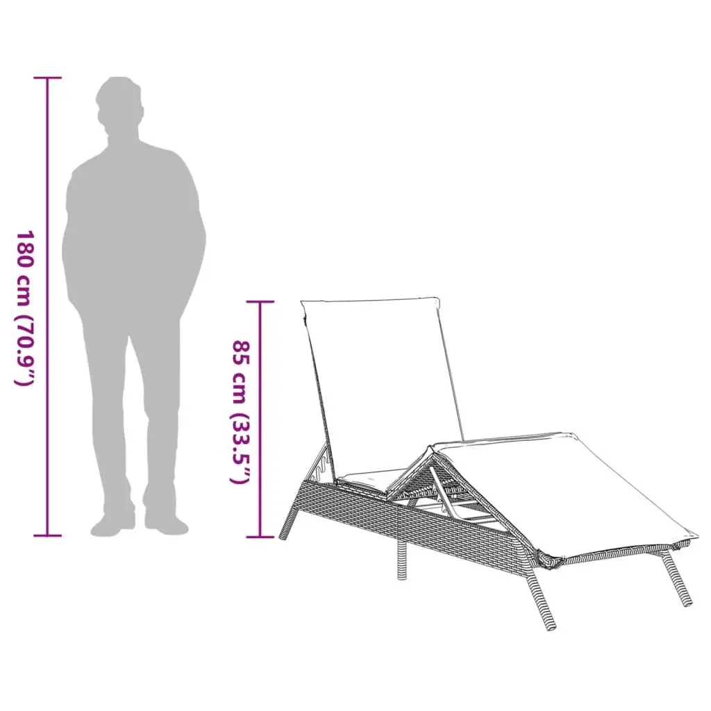 Sun Lounger Set PE Rattan Adjustable 2 pcs Grey Outdoor Garden Furniture